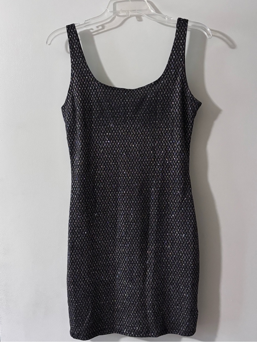 iris Black Metallic Knit Scoop Mini Dress